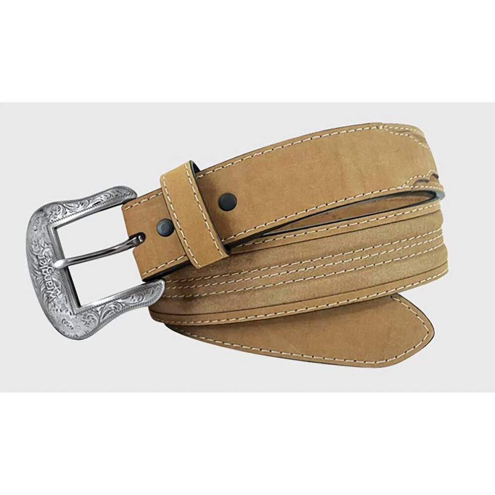 NEW WRANGLER men's roughout crazyhorse belt in tan